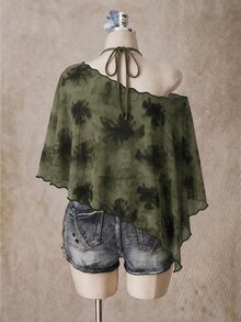 SHEIN ICON 大尺碼女款不對稱領蝙蝠袖寬鬆上衣，度假花卉印花 - 彩色 - 查看 2