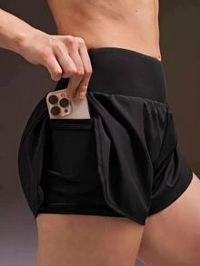 Powerista Women's High Waist Pockets Daily Fitness Sports Shorts - Black - View 6