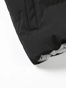 Manfinity Homme Men's Loose Colorblock Hooded Padded Coat, Zipper Closure, Puffer - Black - View 6