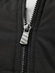 Manfinity Homme Men's Loose Colorblock Hooded Padded Coat, Zipper Closure, Puffer - Black - View 5
