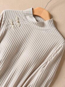 Rusticease Winter Autumn Women's Solid Color Stand Collar Long Sleeve Frog Button Design T-Shirt For Elderly Formal Home Wear Elegant Casual Beige - Khaki - View 4