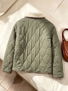 Rusticease Women's Winter Casual Versatile Thermal Lined Jacket Fleece Lined Padded Coat Business Going Out Fall Style Vintage Women Fall Winter Jacket - Army Green - View 3