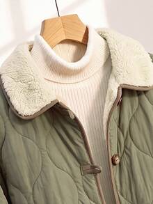 Rusticease Women's Winter Casual Versatile Thermal Lined Jacket Fleece Lined Padded Coat Business Going Out Fall Style Vintage Women Fall Winter Jacket - Army Green - View 6