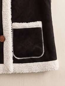 Rusticease Jaket Musim Gugur/Musim Dingin Wanita, Jaket Rompi Kancing Warna Kontras Patchwork Mewah Nyaman untuk Wanita, Hitam Putih, Gaya Retro Musim Gugur Terinspirasi Era 70-an - Coklat - View 4