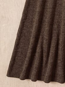 Rusticease Asymmetric Neckline Dress For Middle-Aged And Elderly Women - Brown - View 3