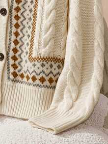 Rusticease Women's Autumn/Winter Casual Geometric Pattern Cardigan - Multicolor - View 5