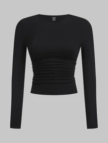 SHEIN EZwear 女款修身長袖圓領針織T恤（4件組：黑色、杏色、咖啡棕、白色）－秋冬款 - 彩色 - 查看 8