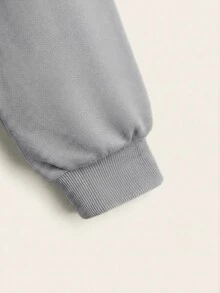 SHEIN EZwear 2件裝素色插肩袖衛衣長袖上衣，秋季日常上學穿搭，淺灰色與黑色休閒基礎款 - 彩色 - 查看 5