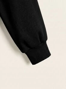 SHEIN EZwear 2件裝素色插肩袖衛衣長袖上衣，秋季日常上學穿搭，淺灰色與黑色休閒基礎款 - 彩色 - 查看 8