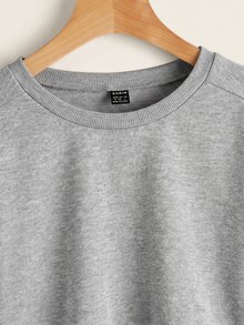 SHEIN EZwear 2件裝素色插肩袖衛衣長袖上衣，秋季日常上學穿搭，淺灰色與黑色休閒基礎款 - 彩色 - 查看 10