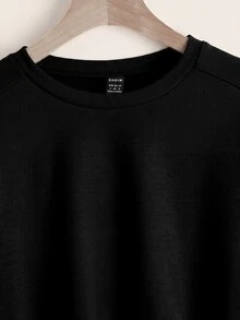 SHEIN EZwear 2件裝素色插肩袖衛衣長袖上衣，秋季日常上學穿搭，淺灰色與黑色休閒基礎款 - 彩色 - 查看 9