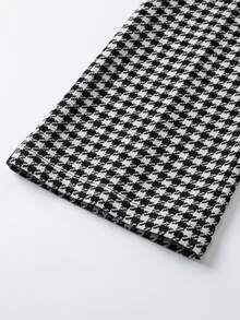 Everyssa Women's Elegant Commute Plaid Double-Breasted Blazer & Pants Suit Set - Black and White - View 5