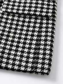 Everyssa Women's Elegant Commute Plaid Double-Breasted Blazer & Pants Suit Set - Black and White - View 4