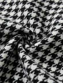 Everyssa Women's Elegant Commute Plaid Double-Breasted Blazer & Pants Suit Set - Black and White - View 6