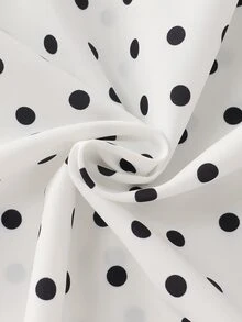 SHEIN Women's Autumn/Winter Round Neck Regular Shoulder Long Sleeve Basic Fit French Elegant Vintage Black And White Polka Dot Napoleon Jacket Office - Black and White - View 9