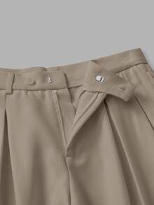 SIGLOCORE Men's Solid Color Pleated Design Wide Leg Loose Casual Long Pants - Beige - View 5