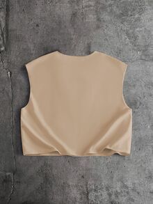 SIGLOCORE Men's Solid Color Deep V-Neck Casual Versatile Everyday Top - Khaki - View 3