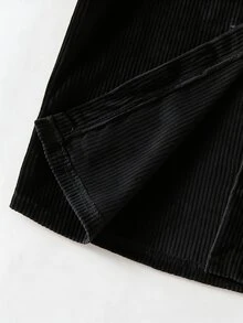 SHEIN 男童時尚休閒連帽外套，口袋翻蓋設計，燈芯絨夾克，適合日常休閒、外出、上學及各種場合，春秋季穿著 - 黑色 - 查看 6
