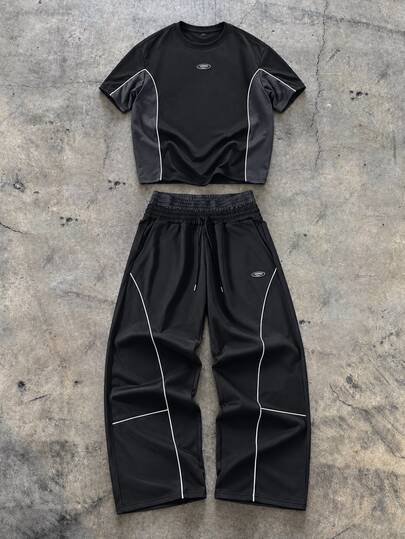 PAVTROS Conjunto de camiseta deportiva para hombre de otoño & invierno, con detalles de logotipo de coche, regalo perfecto con temática del milenio para Halloween & Navidad