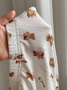 Comfortcana بيجامة نسائية بياقة طاقم وأكمام طويلة مطبوعة بشكل الدب، قصة ضيقة - أبيض - مشاهدة 8