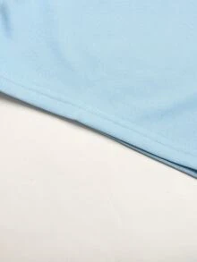 SHEIN Teen Girls Blue Ribbed Knit Top And Casual Vintage Sweatpants 2 Pieces Set, Spring/Autumn - Blue - View 8