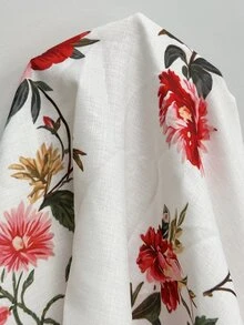 EMERY ROSE Autumn New Fashion Casual Corset Boho Elegant Commute Brunch Vacation Print V-Neck Plus Size Blouse Outing Outfit Fall Red And White - Multicolor - View 6