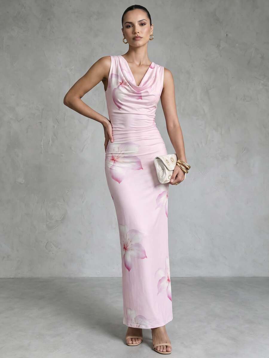 CHARMVALE Women's Long Floral Print Vacation Dress, Pink - Pink - View 1