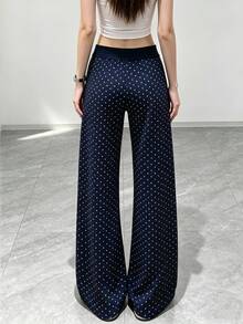 Selianne Celana Panjang Wanita Motif Polkadot Gaya Korea, Modis dan Serbaguna - Navy Blue - View 2