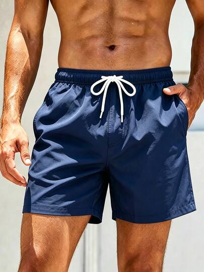 Manfinity Swimmode Summer Men's Shell Print Drawstring Waist Double-Layer Beach Shorts Holiday / Vacation / Beach / Hawaii / Tropical / Swim /  Bathing