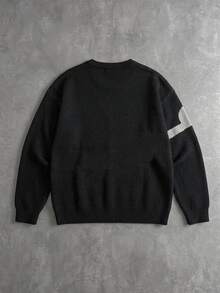 Manfinity Hypemode Men's Fashion Versatile Jacquard Crew Neck Long Sleeve Sweater - Black - View 4