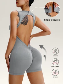 Slayform Slayform H1093 Seamless Grey Jumpsuit, Fashionable For Summer - Grey - View 3