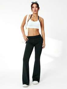 Slayform Slayform Women's Contrast Color Halter Daily Workout Sports Bra - White - View 6
