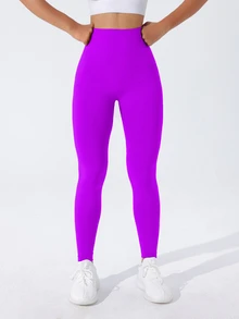 Slayform Slayform Women's High Waisted Leggings With Y Shaped Seam,Soft Opaque Tummy Control Lifting Squat Proof Compression Fit Yoga Pants For Running & Exercise - Purple - View 8