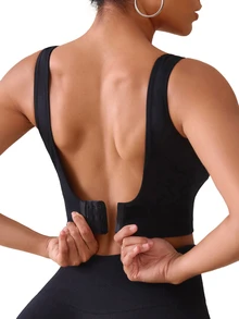 Slayform Slayform Seamless High Impact Sports Bras For Women,Sewn-In Non-Removable Pads Molded Cups,Racerback Workout Yoga Running,Black Summer Athleisure Basic Gym - Black - View 7