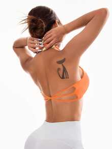 Slayform Slayform 女士纯色简约露背夏季运动胸罩 - 橘色 - 查看 10