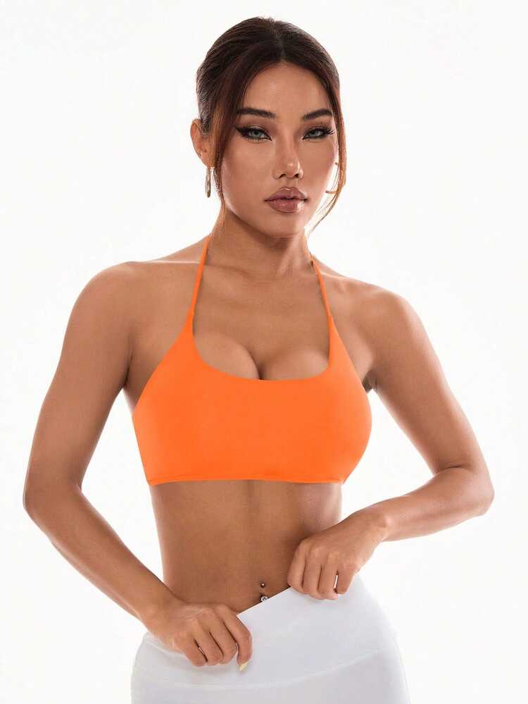 Slayform Slayform Women's Solid Color Minimalist Backless Sports Bra For Fall - Orange - View 4