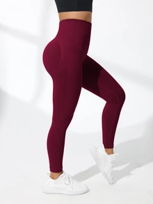 Slayform Slayform Seamless High Waisted Yoga Leggings For Chinese New Year - Burgundy - View 9