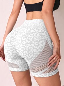 Slayform Slayform 1pc Regular Shorts, Moisture-Wicking Fabric, Mesh Design, Basic Style, Black, Sports Shorts, Fitness, Yoga Seamless - White - View 4