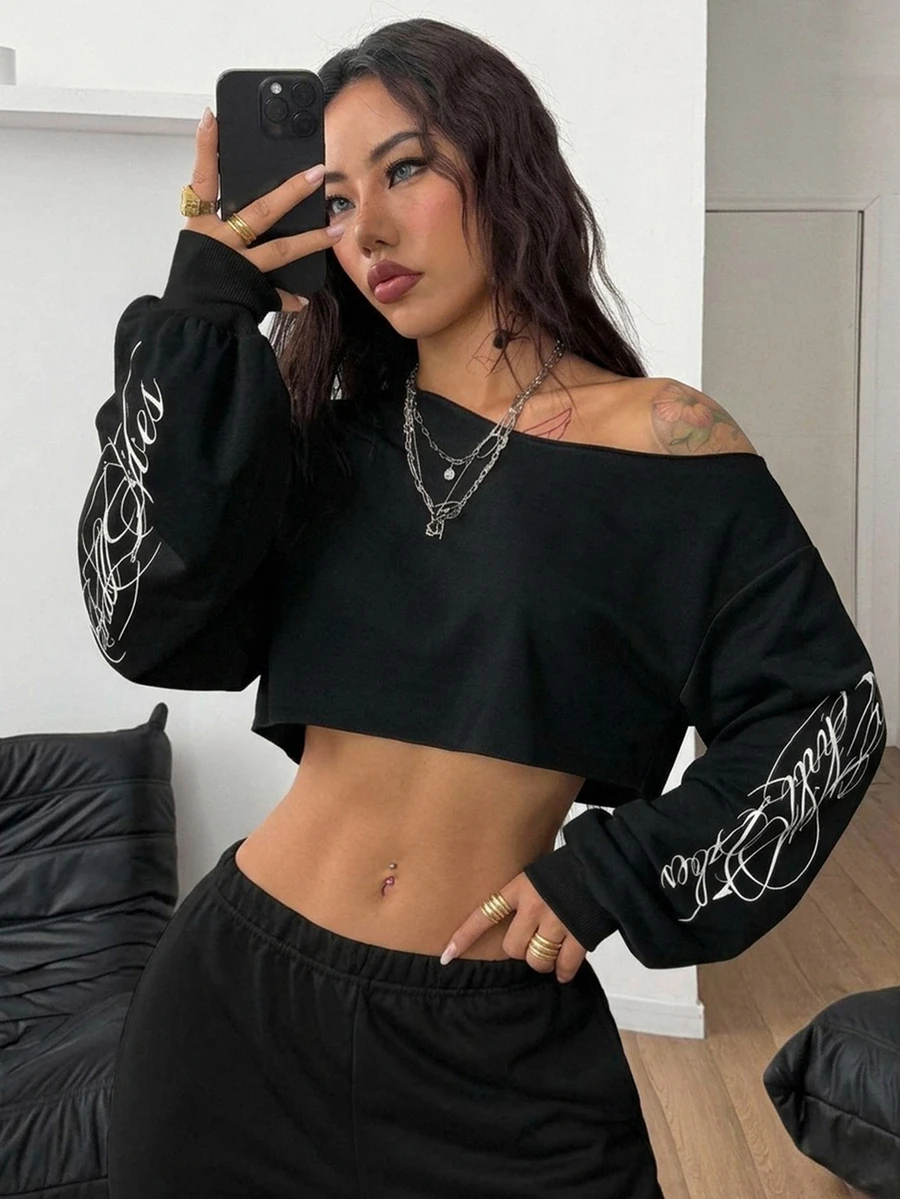 Coolane 女款夏季街頭風狂歡牛仔女郎運動服 - 黑色 - 查看 1