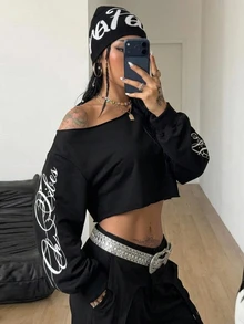 Coolane 女款夏季街頭風狂歡牛仔女郎運動服 - 黑色 - 查看 4