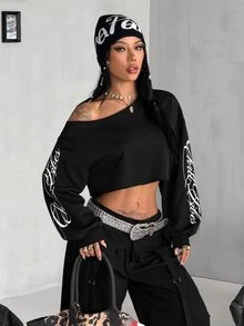 Coolane 女款夏季街頭風狂歡牛仔女郎運動服 - 黑色 - 查看 3