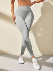 Slayform Slayform 女款宽腰运动紧身裤瑜伽裤 - 淺灰色 - 查看 5