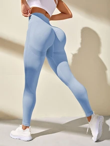 Slayform Slayform Mallas de yoga sin costura en unicolor - Celeste - Ver 3