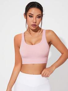 Slayform Slayform Women's Seamless Front Closure Crossback Sports Bra - Pink - View 7