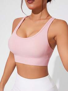 Slayform Slayform Women's Seamless Front Closure Crossback Sports Bra - Pink - View 5