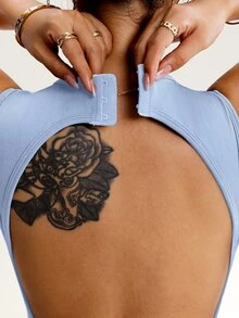 Slayform Slayform Solid Color Backless Seamless Sports Romper Shorts - Breezy Blue - View 5
