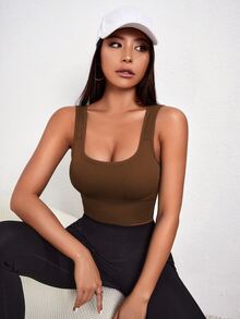 Slayform Slayform Women's Seamless Solid Color Ribbed Everyday Fitness Sports Bra - Volcanic Gray - View 6