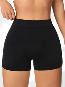 Slayform Slayform Solid High Waist Sports ShortsWomen Sweat Short, Gym Short, Biker Short - Black - View 6
