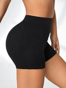 Slayform Slayform Solid High Waist Sports ShortsWomen Sweat Short, Gym Short, Biker Short - Black - View 4