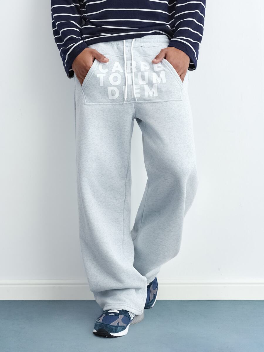 PAVTROS Ins TK Popular Street Style, Kangaroo Pocket Graphic Sweatpants, Comfortable To Wear, Suitable For Daily Outings, Parties And Outdoor Activities, Perfect Gift For Valentine's Day And Anniversaries - Light Grey - View 1